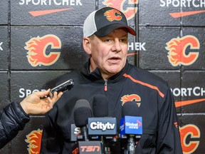 Calgary Flames head coach Bill Peters on Friday, November 15, 2019. Azin Ghaffari/Postmedia Calgary