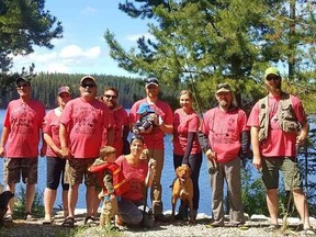 Canadian military veterans and family members in the Okanagan during a 2018 fishing trip whose costs were covered by Hoggin' Alberta. Courtesy Ray McKay