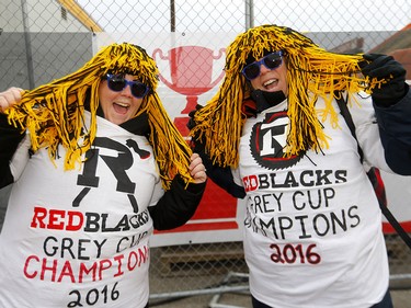 Thousands of fans ham it up during the Tailgate party at McMahon stadium during the 107th Grey Cup in Calgary on Sunday, November 24, 2019. Darren Makowichuk/Postmedia
