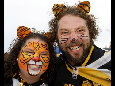 Thousands of fans ham it up during the Tailgate party at McMahon stadium during the 107th Grey Cup in Calgary on Sunday, November 24, 2019. Darren Makowichuk/Postmedia