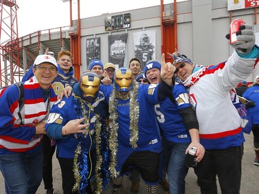 Thousands of fans ham it up during the Tailgate party at McMahon stadium during the 107th Grey Cup in Calgary on Sunday, November 24, 2019. Darren Makowichuk/Postmedia