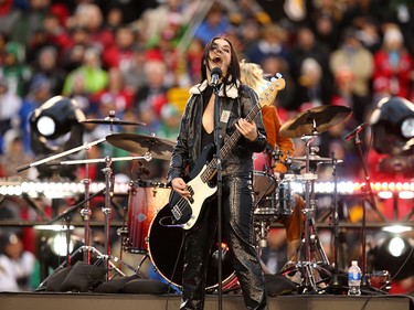 The Beaches plays during the pre-game show at the 107th Grey Cup CFL Championship in Calgary at McMahon Stadium, Sunday, November 24, 2019.  Jim Wells/Postmedia