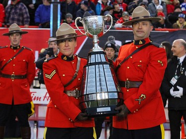 The Grey Cup arrives before the 107th Grey Cup CFL Championship football game in Calgary at McMahon Stadium, Sunday, November 24, 2019.  Jim Wells/Postmedia