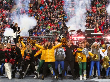 The Beaches plays during the pre-game show at the 107th Grey Cup CFL Championship in Calgary at McMahon Stadium, Sunday, November 24, 2019.  Jim Wells/Postmedia