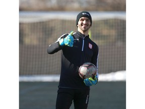 Cavalry FC defender Nathan Mavila grabbed Postmedia photojournalist Jim Wells' camera and snapped this picture of the team's keeper during practice at ATCO Field at Spruce Meadows in Calgary on Friday. Photo by Nathan Mavila/Special to Postmedia.