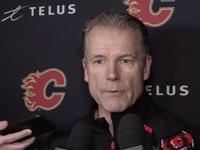 Flames associate coach Geoff Ward speaks to media on Tuesday, Nov. 26, 2019.