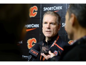 Calgary Flames head coach Geoff Wardon speaks with the media on Friday, December 20, 2019. Azin Ghaffari/Postmedia