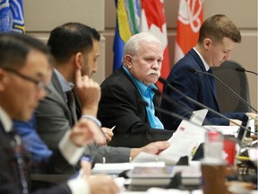Calgary city councillors seen in chambers on Nov. 25, 2019.