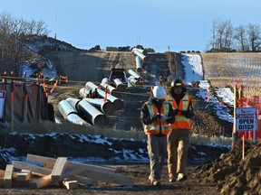 The Trans Mountain Expansion Project pipe is on the ground near Highway 60 and 628, and will be in the ground before Christmas as an event was held to mark the start of right-of-way pipeline construction just west of Edmonton December 3, 2019.