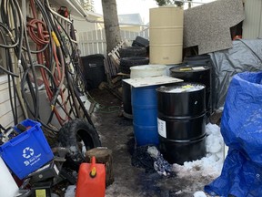 Barrels of stolen diesel fuel recovered from a Red Deer residence.