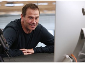 Former NHL player Craig Conroy watches the final game 7 of the 2004 Stanley Cup series on Tuesday, November 14, 2019. Conroy was watching with fellow players Martin Gelinas and Corey Sarich and it was the first time all three had ever watched the game. Gelinas and Conroy were playing for the Calgary Flames when they lost 2-1 to Sarich and the Tampa Bay Lightning. Gavin Young/Postmedia