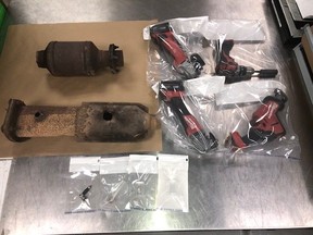 An RCMP file photo shows things sized on Dec. 15, 2019, when Mounties arrested two men who allegedly stole catalytic converters.