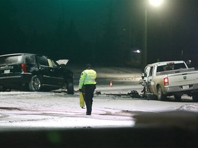 Calgary police investigate a serious, possible fatal collision on 68str. and Applewood Dr. N.E. in Calgary on Wednesday, December 4, 2019. Darren Makowichuk/Postmedia