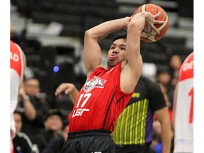 Boxing superstar Manny Pacquiao is seen on the court during an exhibition game as he promotes his eponymous basketball leagues at the Seven Chiefs Sportsplex in Tsuut'ina Nation on Friday. Photo by Brendan Miller/Postmedia.