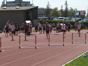 The senior high track and field zone championships took place at Foothills Park in Calgary. DAN MARCINKOWSKI/AIRDRIE ECHO/POSTMEDIA NETWORK