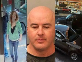 Trista Nadene Tinkler (L) and Robert Gordon Daignault (C) are believed to be in possession of a vehicle (R) belonging to a homicide victim whose body was found near Springbank Airport on Dec. 29. RCMP have issued a warrant for Tinkler and Daignault's arrests.