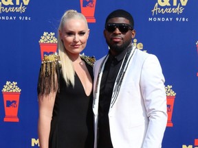 Lindsey Vonn and P.K. Subban attend the MTV Movie & TV Awards at the Barker Hanger in Santa Monica, Calif., on June 15, 2019.