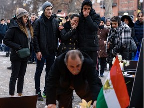 Mourners gather at Tomkins Park in Calgary on Friday, January 10, 2020 to honour the memory of those killed in a plane crash in Tehran. Azin Ghaffari/Postmedia