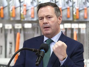 Alberta Premier Jason Kenney gestures as he speaks at Arn's Equipment in Calgary on Tuesday, January 21, 2020. Jim Wells/Postmedia