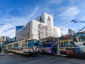 Calgary Transit CTrains move towards and away from the City Hall on Tuesday, January 28, 2020.