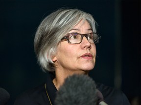 Councillor Druh Farrell speaks with the media outside the Council Chamber on Tuesday, January 28, 2020.