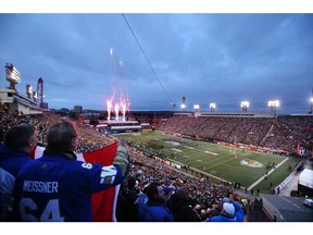 Fireworks launch at McMahon Stadium at the start of the 107th Grey Cup in Calgary on Sunday, Nov. 24. Photo by Gavin Young/Postmedia.