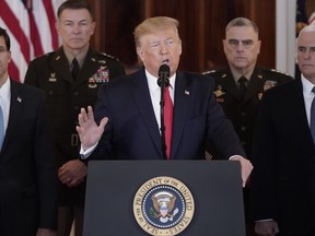 U.S. President Donald Trump speaks from the White House on Jan. 8, 2020 in Washington, D.C. (Win McNamee/Getty Images)