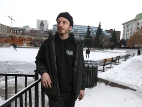 Matt Verbecky with the encampment outreach, part of the Downtown Outreach Addictions Partnership Team at Alpha House, poses at Olympic Plaza in downtown Calgary on Friday, January 10, 2020. Extreme cold warnings are forecast for Calgary and southern Alberta. Verbecky and the team will be busy and checking on those who may be living outside.