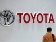 In this file photo taken on February 06, 2019 The logo of Toyota Motor is displayed at a company's car showroom in Tokyo.
