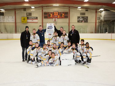 Calgary Herald, Jan. 19, 2020 The Atom 2 North Division title went to Saints 1 at Esso Minor Hockey Week in Calgary on Jan. 18, 2020. coryhardingphotography.com