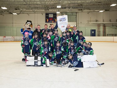 Calgary Herald, Jan. 19, 2020 Springbank 7 Blue Rockies finished on top of the Atom 7 North Division during Esso Minor Hockey Week in Calgary on Jan. 18, 2020. coryhardingphotography.com