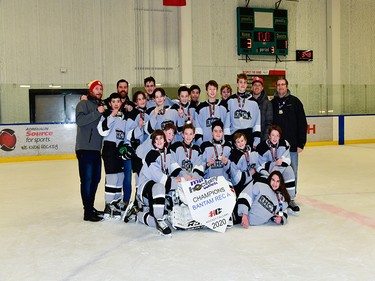 Calgary Herald, Jan. 19, 2020 The Bantam Rec A Division champions at Esso Minor Hockey Week in Calgary, wrapping up on Jan. 18, 2020, were the RHC Kings. coryhardingphotography.com