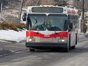 A Calgary Transit bus is seen driving along Elbow Dr. SW on Thursday, January 23, 2020. Brendan Miller/Postmedia