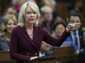 Conservative House leader Candice Bergen rises during Question Period in the House of Commons Monday April 1, 2019 in Ottawa.