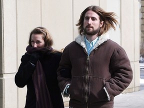 David and Collet Stephan leave for a break during their appeals trial in Calgary, Alta., Thursday, March 9, 2017.
