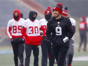 Calgary Stampeders, Nick Arbuckle during the Stamps practice and press conference before taking on the Winnipeg Blue Bombers in the CFL Semi-Finals at McMahon stadium in Calgary on  Saturday, November 9, 2019. Darren Makowichuk/Postmedia