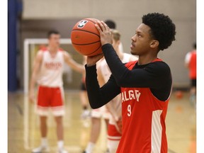 University of Calgary Dino's basketball player, Noah Wharton during practice in Calgary on Monday, January 20, 2020. Darren Makowichuk/Postmedia