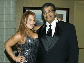 Nattie Neidhart with Soulman Rocky Johnson at the WWE Hall of Fame induction. (Supplied Photo)