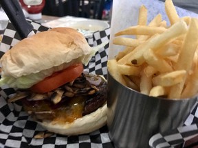 The bison burger and fries from Creekers Bistro.