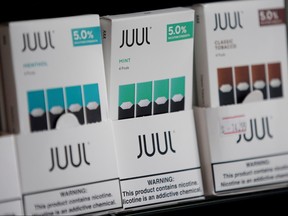 Juul brand vape cartridges are pictured for sale at a shop in Atlanta, Ga., Sept. 26, 2019. (REUTERS/Elijah Nouvelage/File Photo)
