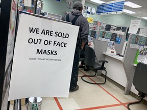 Face masks had sold out at London Drugs in Brentwood as of Thursday, Jan. 30, 2020.