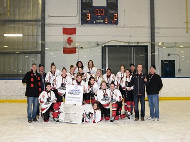 Calgary Herald, Jan. 19, 2020 The GHC White Jr. Inferno skated to the Midget A Girls Division title on Jan. 18, 2020, at the conclusion of Esso Minor Hockey Week in Calgary. coryhardingphotography.com