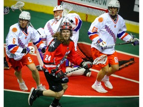 Calgary Roughnecks  Dereck Downs against the Halifax Thunderbirds during NLL lacrosse in Calgary on Saturday January 25, 2020. Al Charest / Postmedia