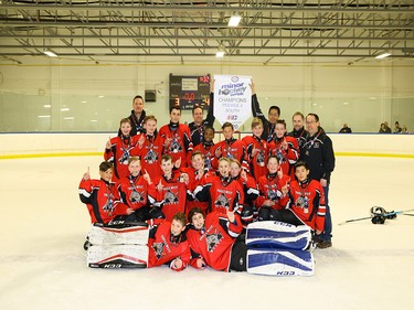 Calgary Herald, Jan. 19, 2020 Capturing the Esso Minor Hockey Week title in the Pee Wee 2 South Division on Jan. 18, 2020, were the Trails West 2 White Wolves. coryhardingphotography.com