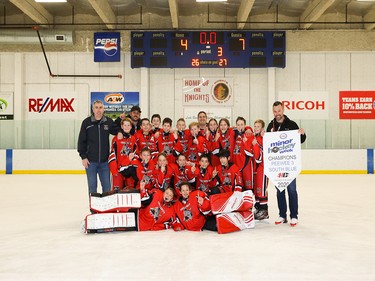 Calgary Herald, Jan. 19, 2020 The Pee Wee 3 South Blue Division champions during Esso Minor Hockey Week, finishing on Jan. 18, 2020, were the Trails West 3 White Wolves. coryhardingphotography.com