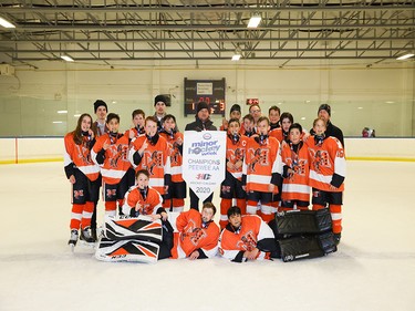 Calgary Herald, Jan. 19, 2020 The McKnight Mustangs took the title in the Pee Wee AA Division of Esso Minor Hockey Week, with the final played on Jan. 18, 2020, in Calgary. coryhardingphotography.com