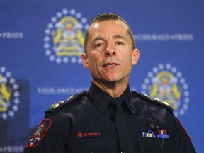 Calgary police Chief Constable Mark Neufeld, speaks to the media about the ongoing violence and homicide investigations in Calgary on Monday, January 6, 2020. Darren Makowichuk/Postmedia