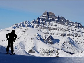 A skier takes in the views of Mt. Hector at Lake Louise in this 2016 file photo.