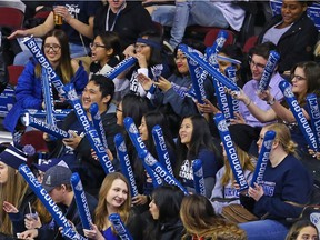 Mount Royal University Cougars fans cheer on their team during the 2018 Crowchild Classic at the Scotiabank Saddledome. Postmedia file photo.