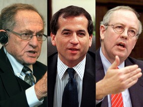 This combination of pictures created on Friday, Jan. 17, 2020 shows, from left, Alan Dershowitz, Robert Ray, and Kenneth Starr.